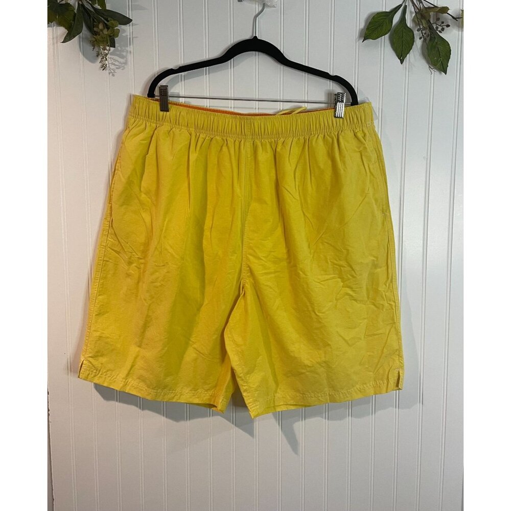 Roundtree & Yorke Mens Yellow Swim Trunks 2XT Elastic Waist Mesh Lining Cotton